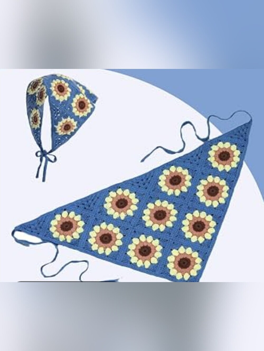 Crochet Sunflower Triangle Scarf